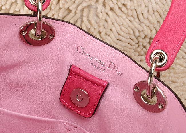 Christian Dior diorissimo nappa leather bag 0901 rose red with silver hardware